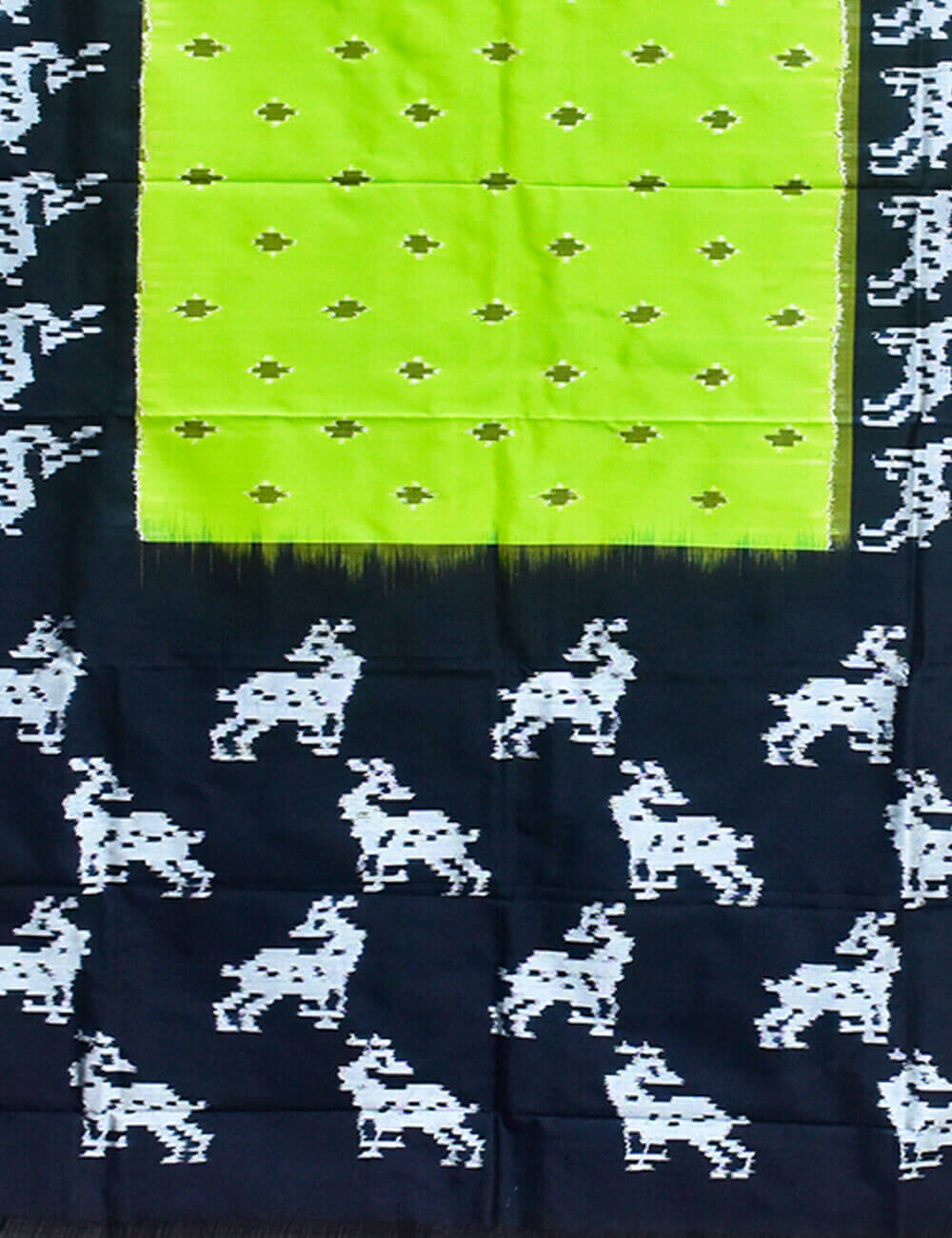 Green Color and Black Border Ikkat Silk Dupatta - Image 3