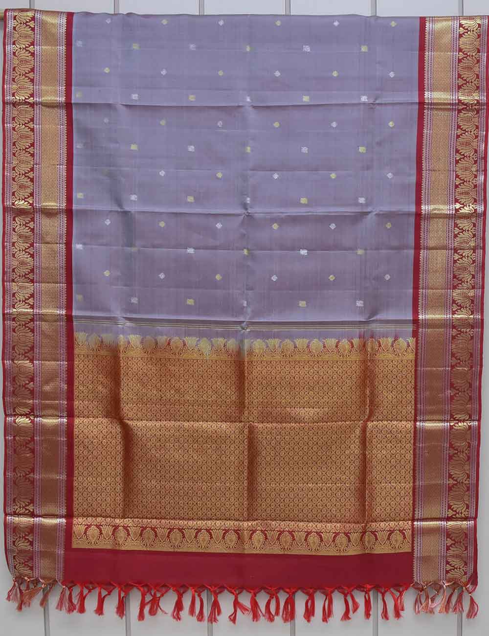 Gray Color Kanjivaram Silk Dupatta - Image 2