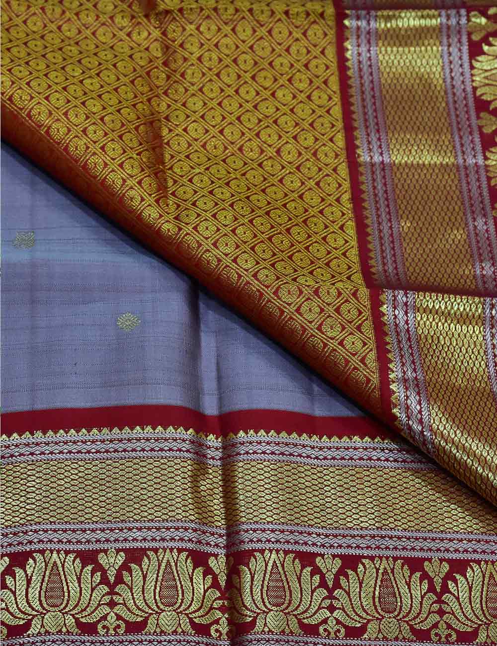 Gray Color Kanjivaram Silk Dupatta - Image 3