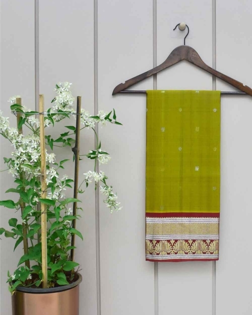 Green Color Kanjivaram Silk Dupatta
