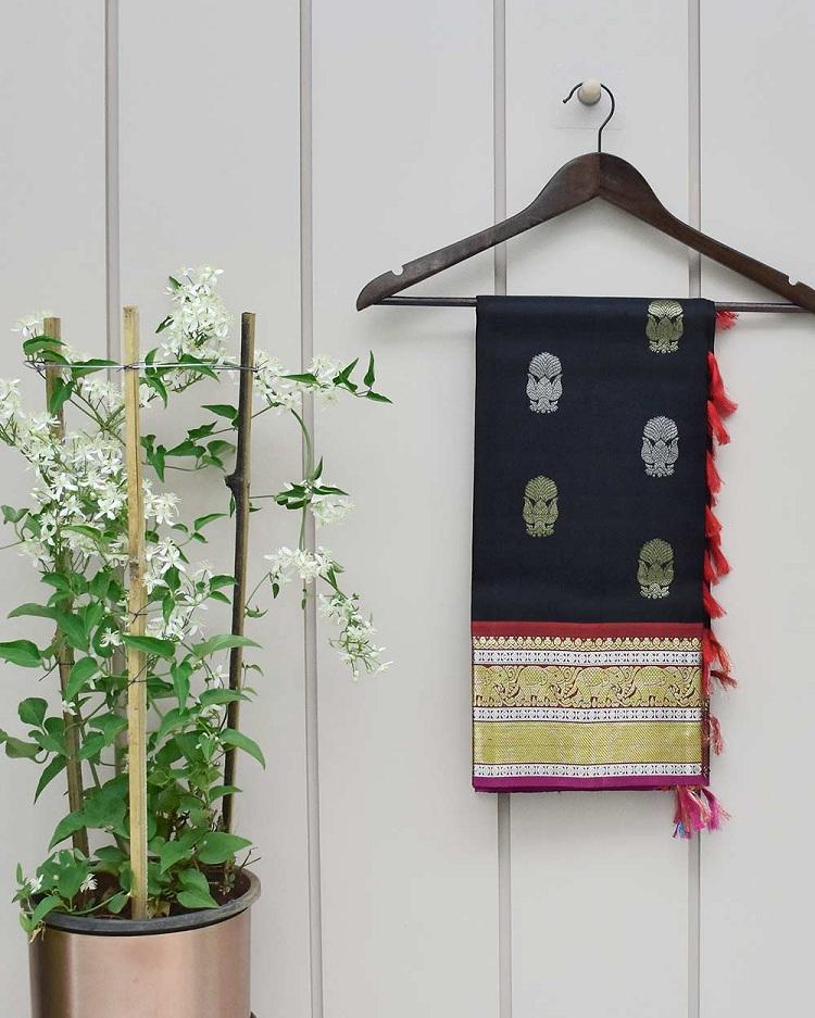 Black Color Kanjivaram Silk Dupatta